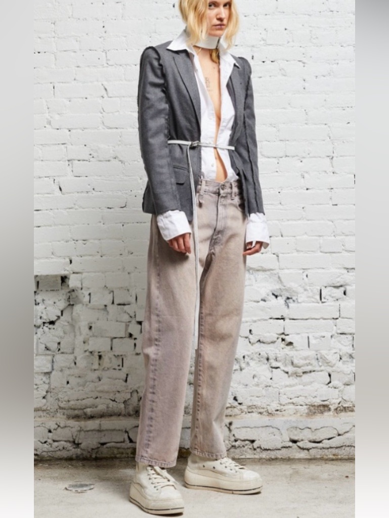 R13 Boyfriend Jeans In Sunfade Mauve Cropped Loose Fit. Raw Edge 27